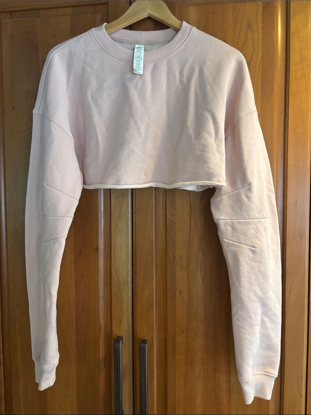 ALO Yoga Cropped Crewneck Sweatshirt - Pale Pink